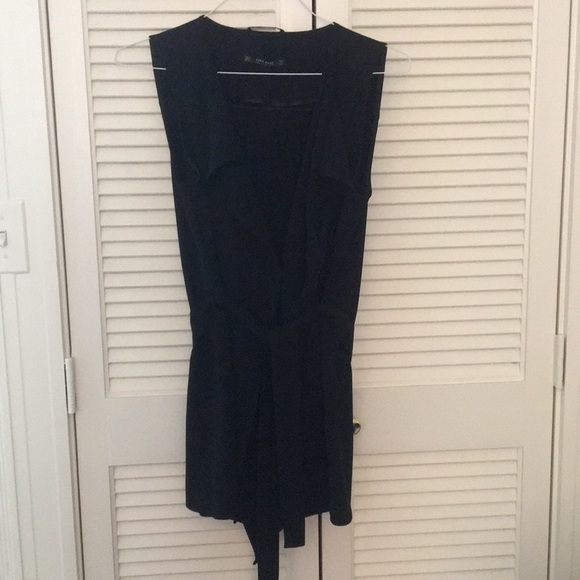 Zara open front black vest with removable belt - Picture 1 of 2
